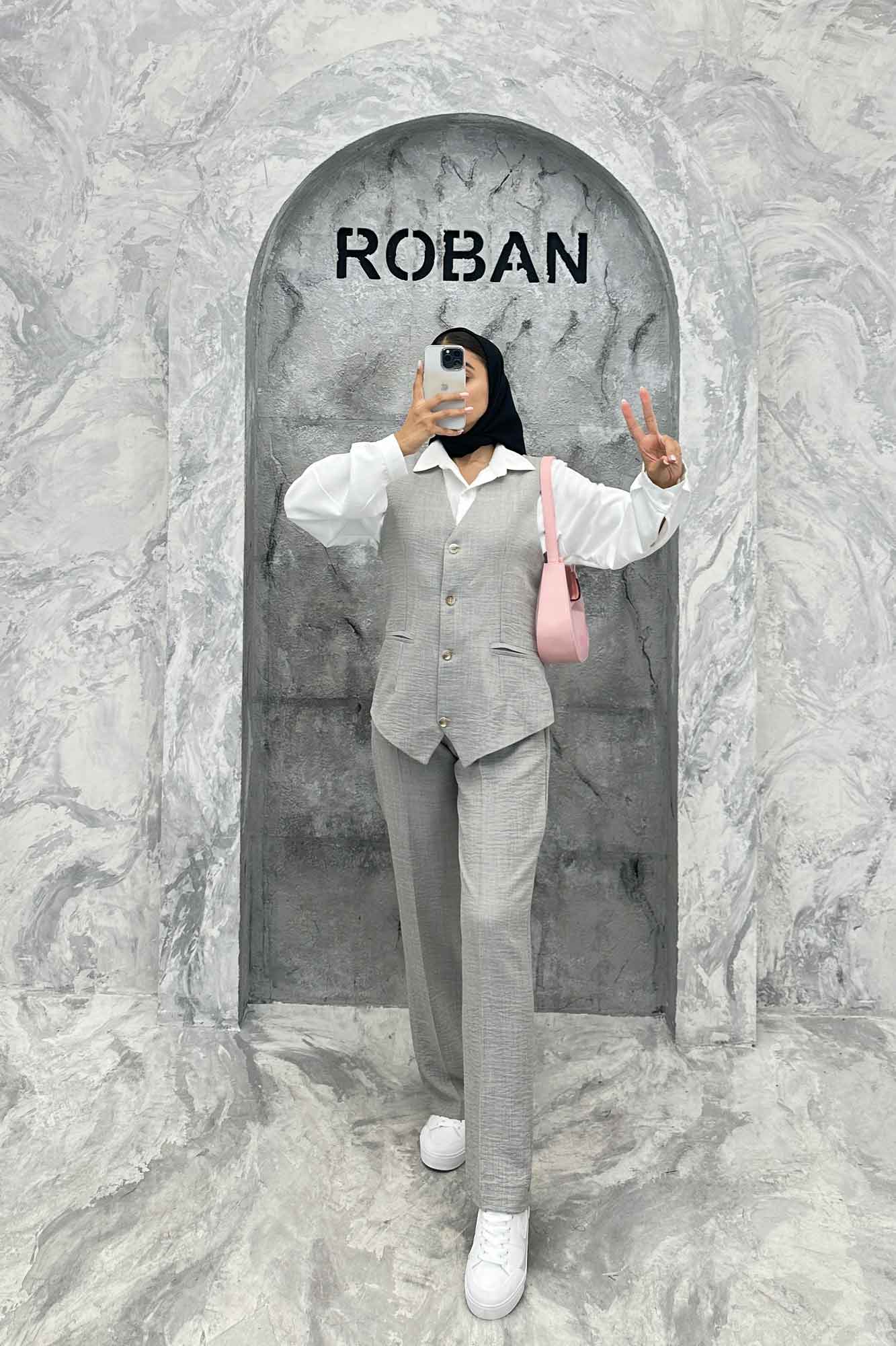 ست جلیقه شلوار شانتون یقه هفت بگ