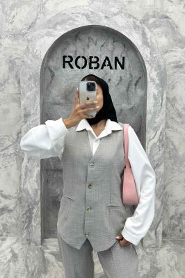 ست جلیقه شلوار شانتون یقه هفت بگ