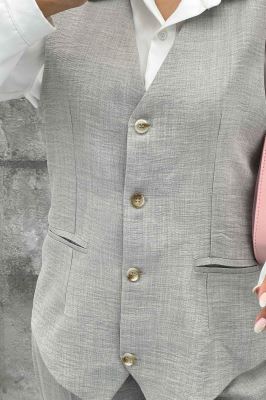 ست جلیقه شلوار شانتون یقه هفت بگ