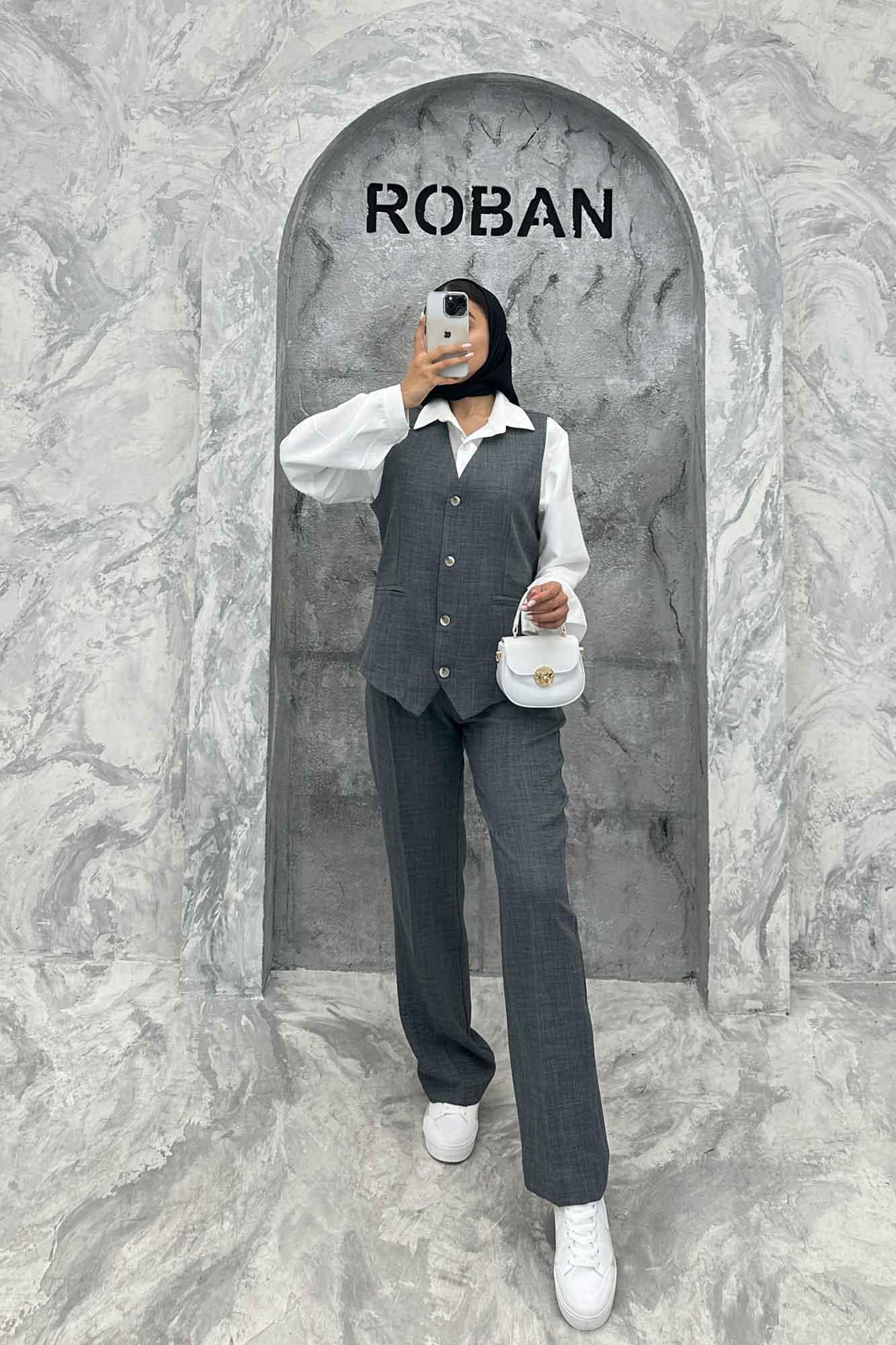 ست جلیقه شلوار شانتون یقه هفت بگ