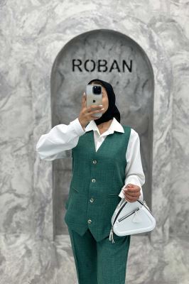 ست جلیقه شلوار شانتون یقه هفت بگ