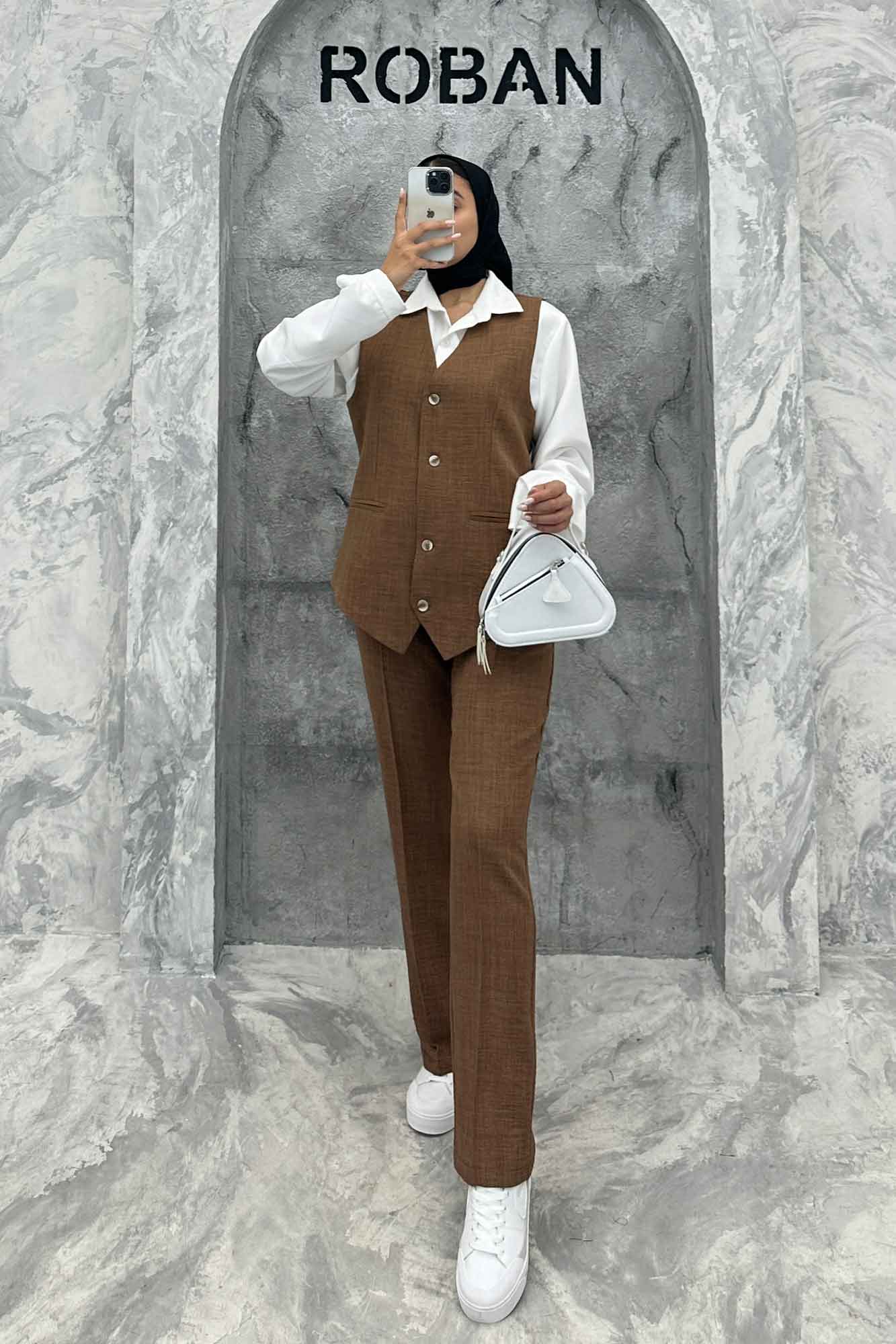 ست جلیقه شلوار شانتون یقه هفت بگ