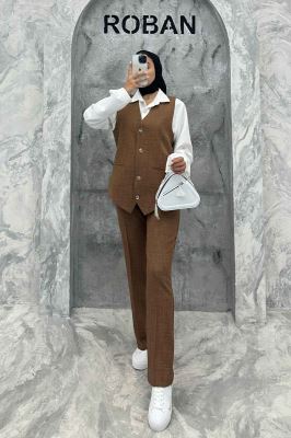 ست جلیقه شلوار شانتون یقه هفت بگ