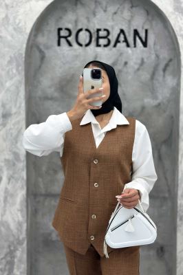 ست جلیقه شلوار شانتون یقه هفت بگ