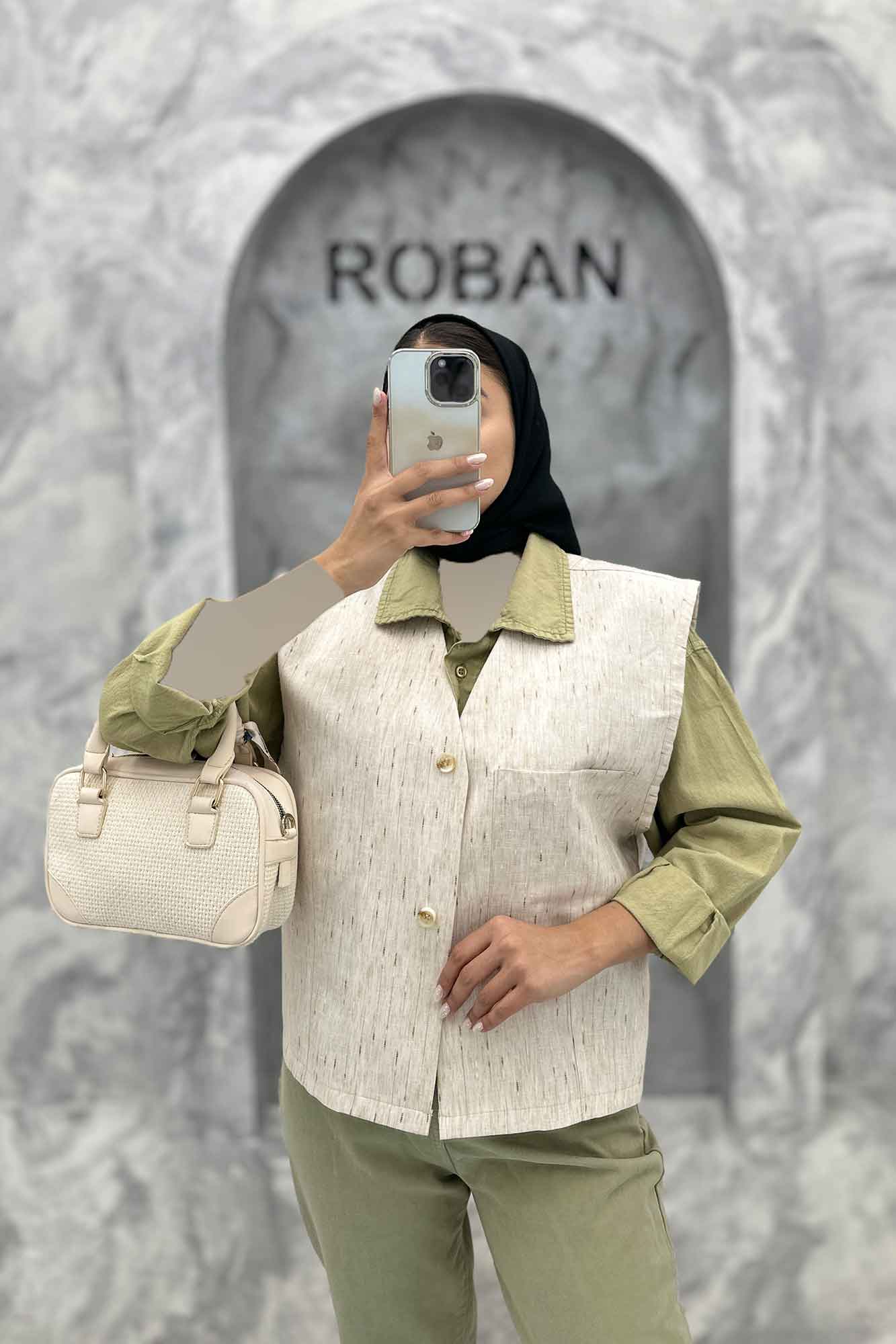 جلیقه تک جیب پارچه ترک راه راه