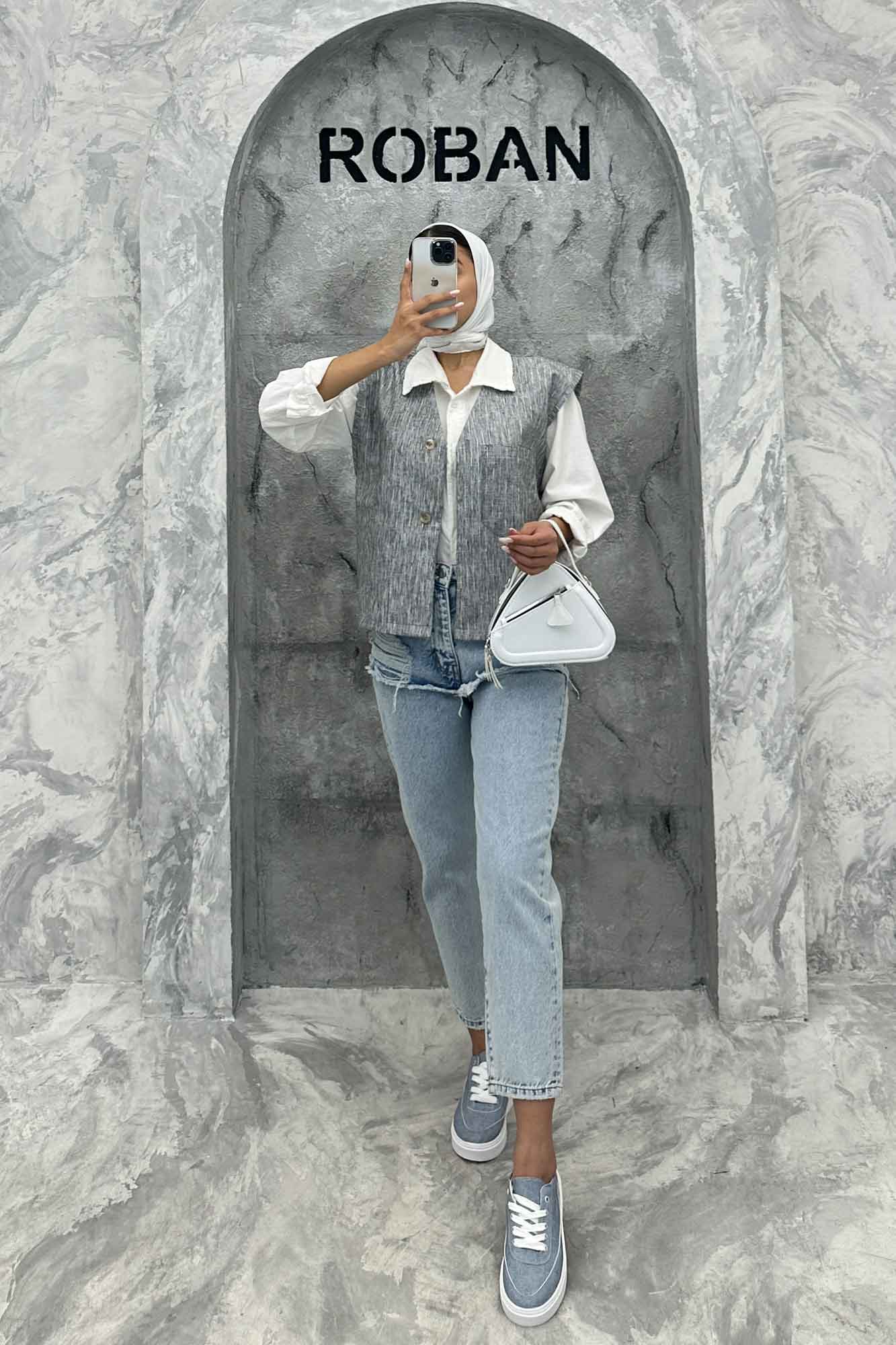 جلیقه تک جیب پارچه ترک راه راه