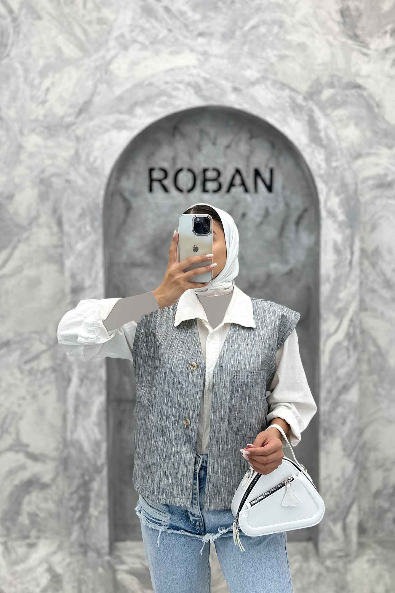 جلیقه تک جیب پارچه ترک راه راه