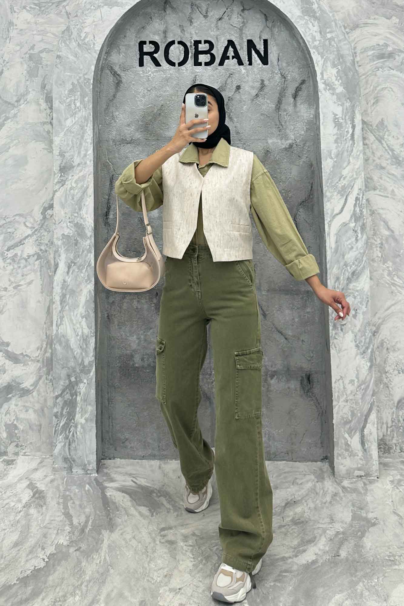 جلیقه جیب فیلتو پارچه ترک راه راه