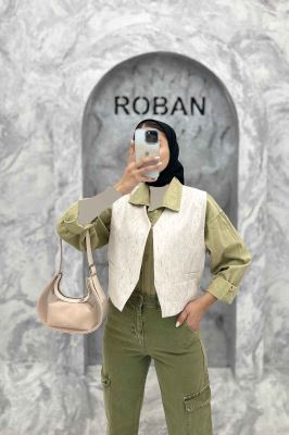 جلیقه جیب فیلتو پارچه ترک راه راه