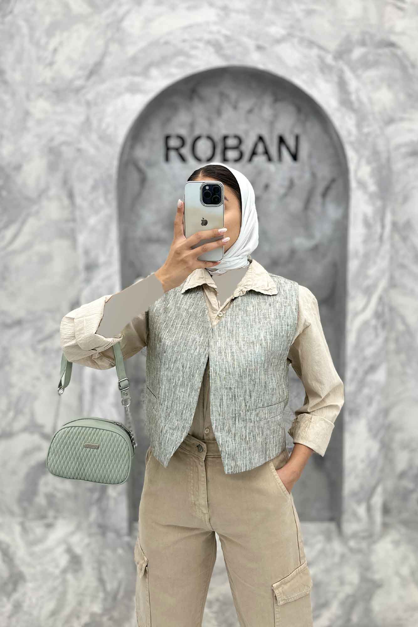 جلیقه جیب فیلتو پارچه ترک راه راه