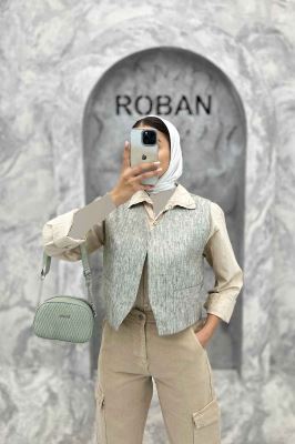 جلیقه جیب فیلتو پارچه ترک راه راه