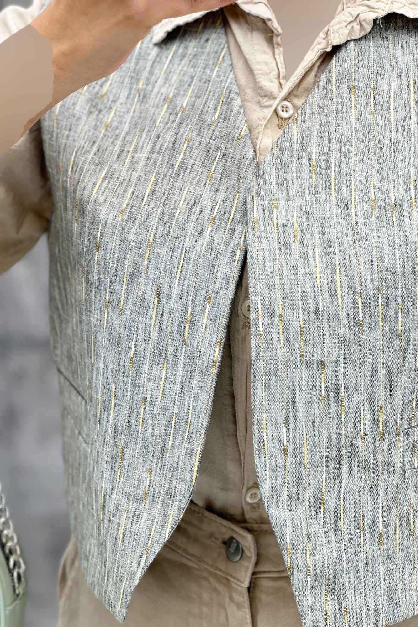 جلیقه جیب فیلتو پارچه ترک راه راه