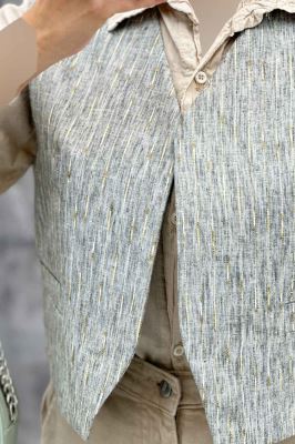 جلیقه جیب فیلتو پارچه ترک راه راه