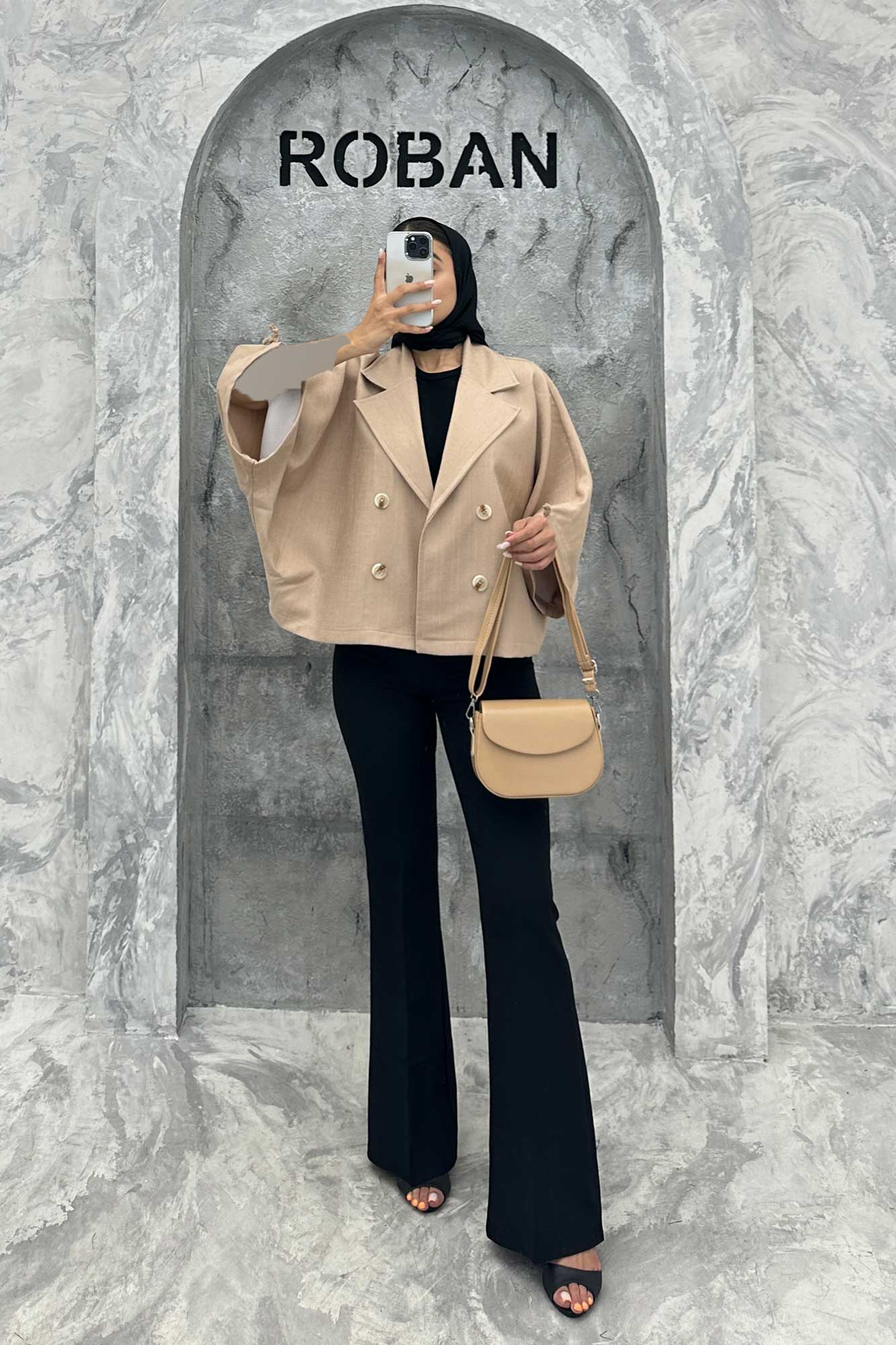 مانتو خفاشی شانتون خطی مچ گت دار