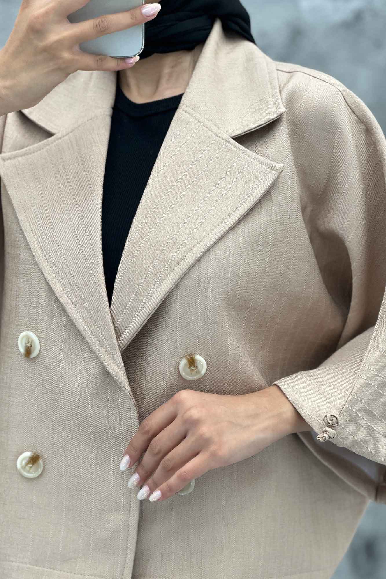 مانتو خفاشی شانتون خطی مچ گت دار