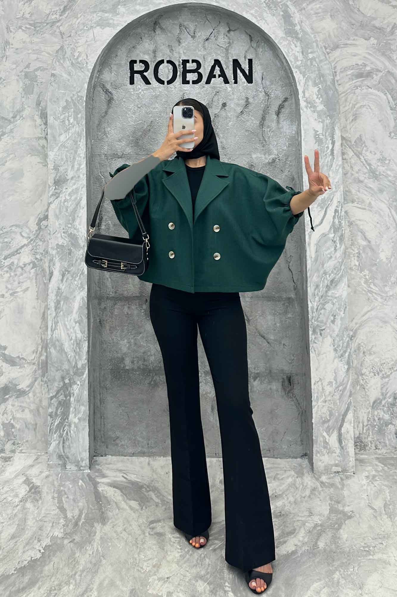 مانتو خفاشی شانتون خطی مچ گت دار