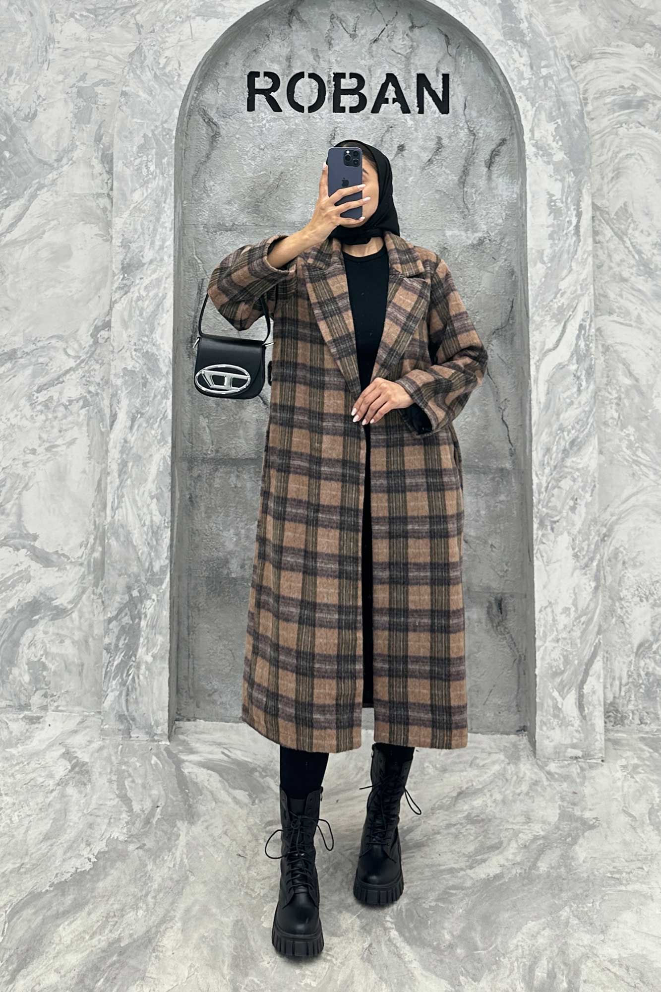 پالتو فوتر چهارخانه بلند