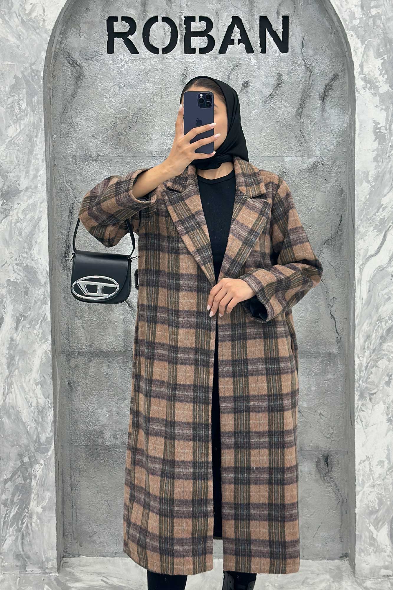 پالتو فوتر چهارخانه بلند