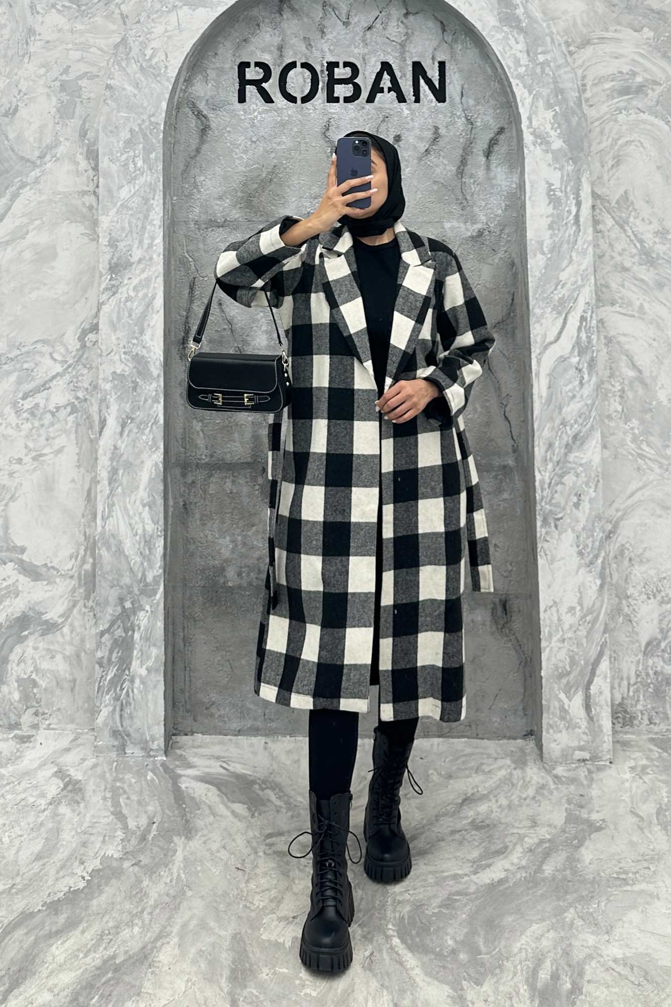 پالتو فوتر چهارخانه بلند 