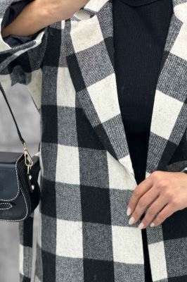 پالتو فوتر چهارخانه بلند 