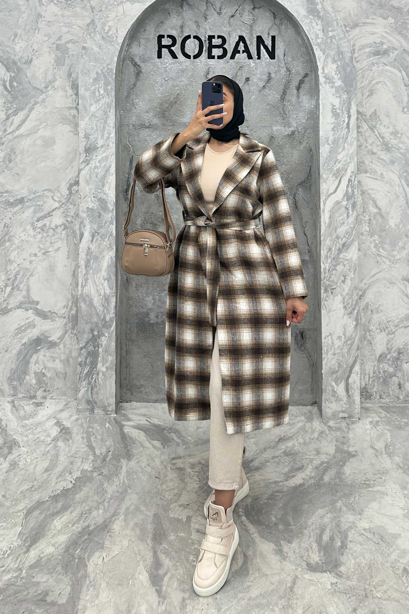 پالتو فوتر چهارخانه بلند