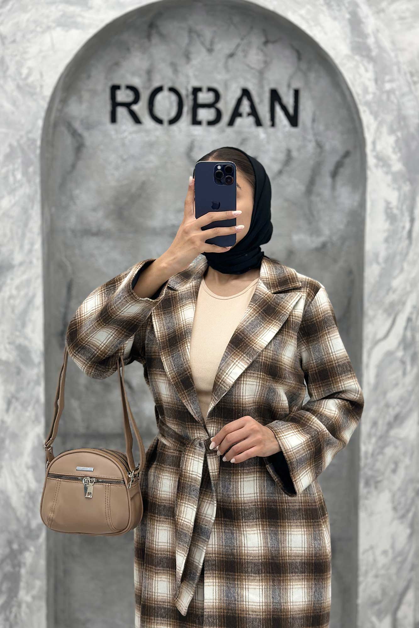 پالتو فوتر چهارخانه بلند