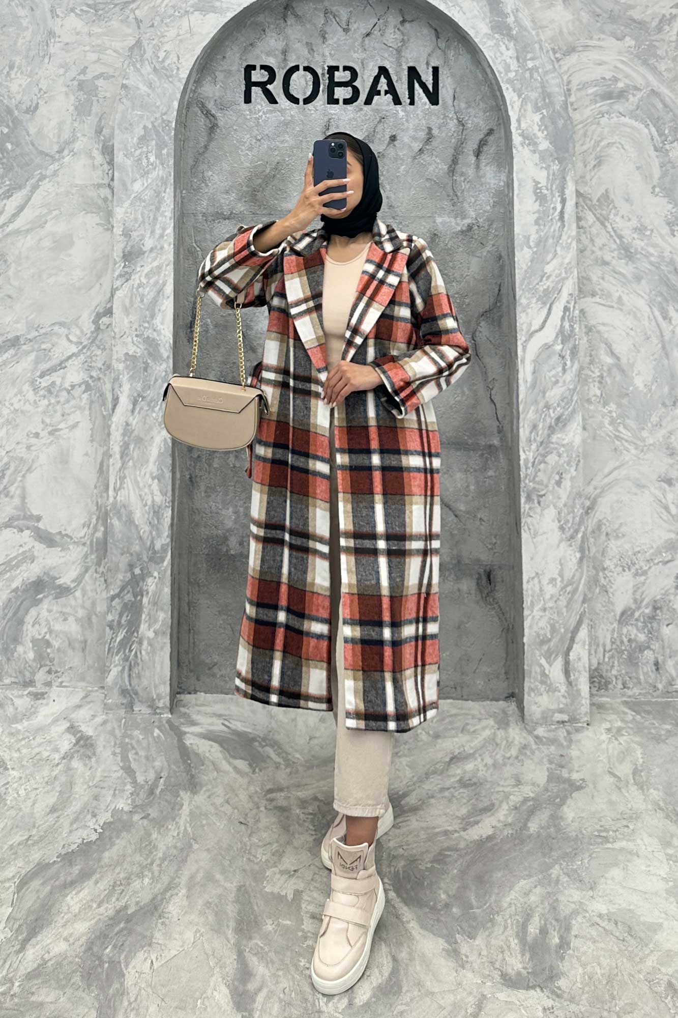 پالتو فوتر چهارخانه بلند