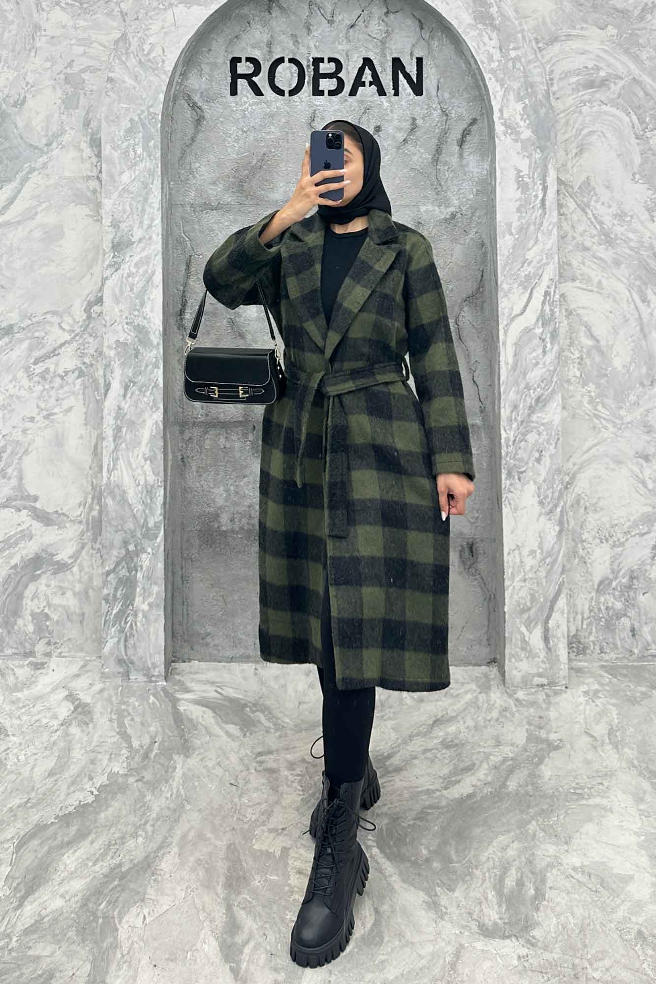 پالتو فوتر چهارخانه بلند