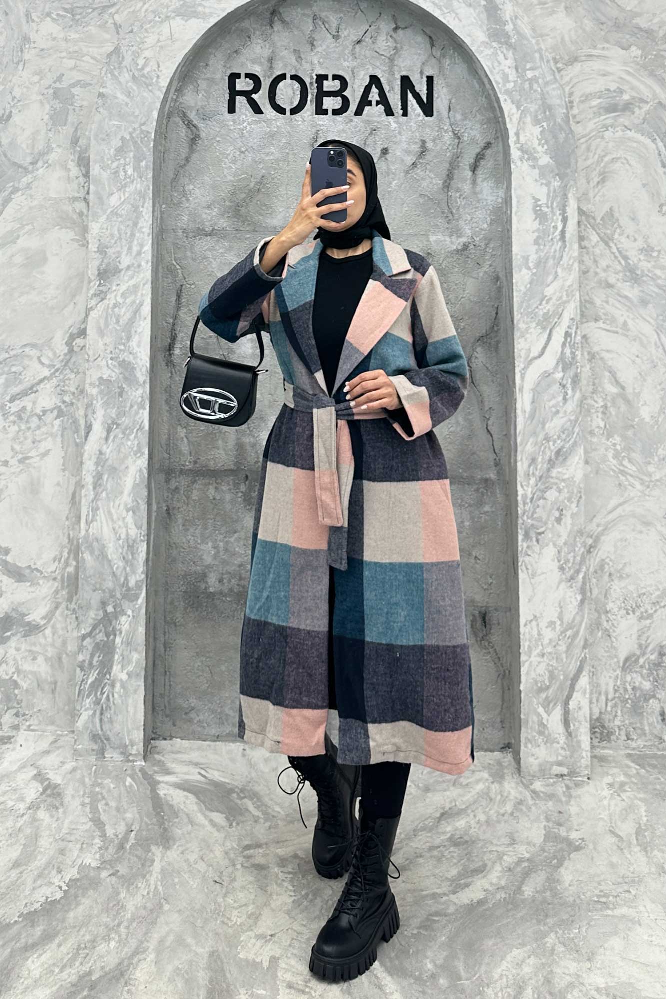 پالتو فوتر چهارخانه بلند