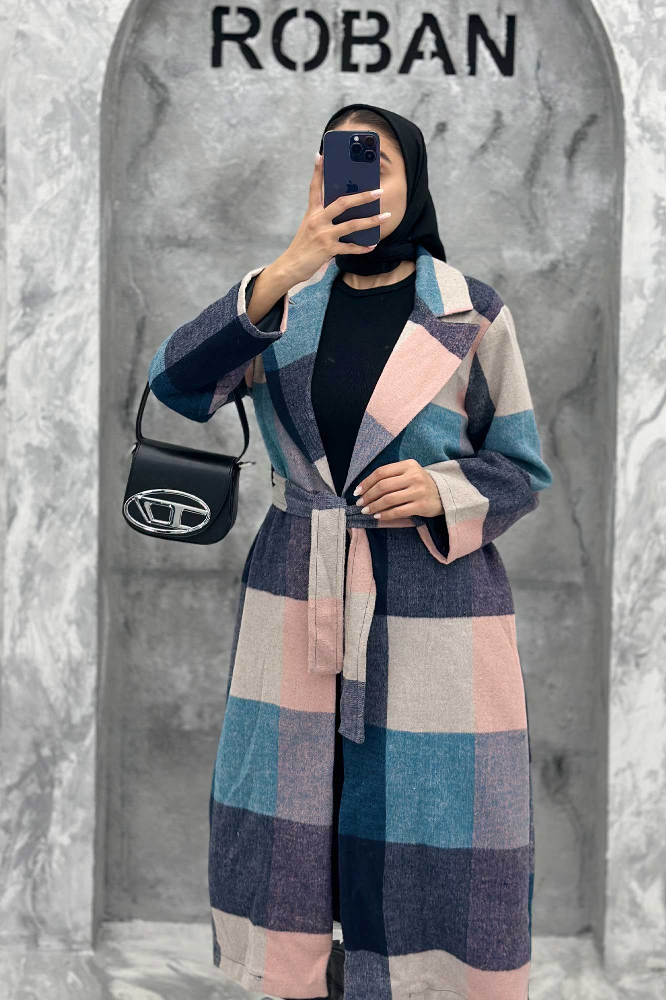 پالتو فوتر چهارخانه بلند