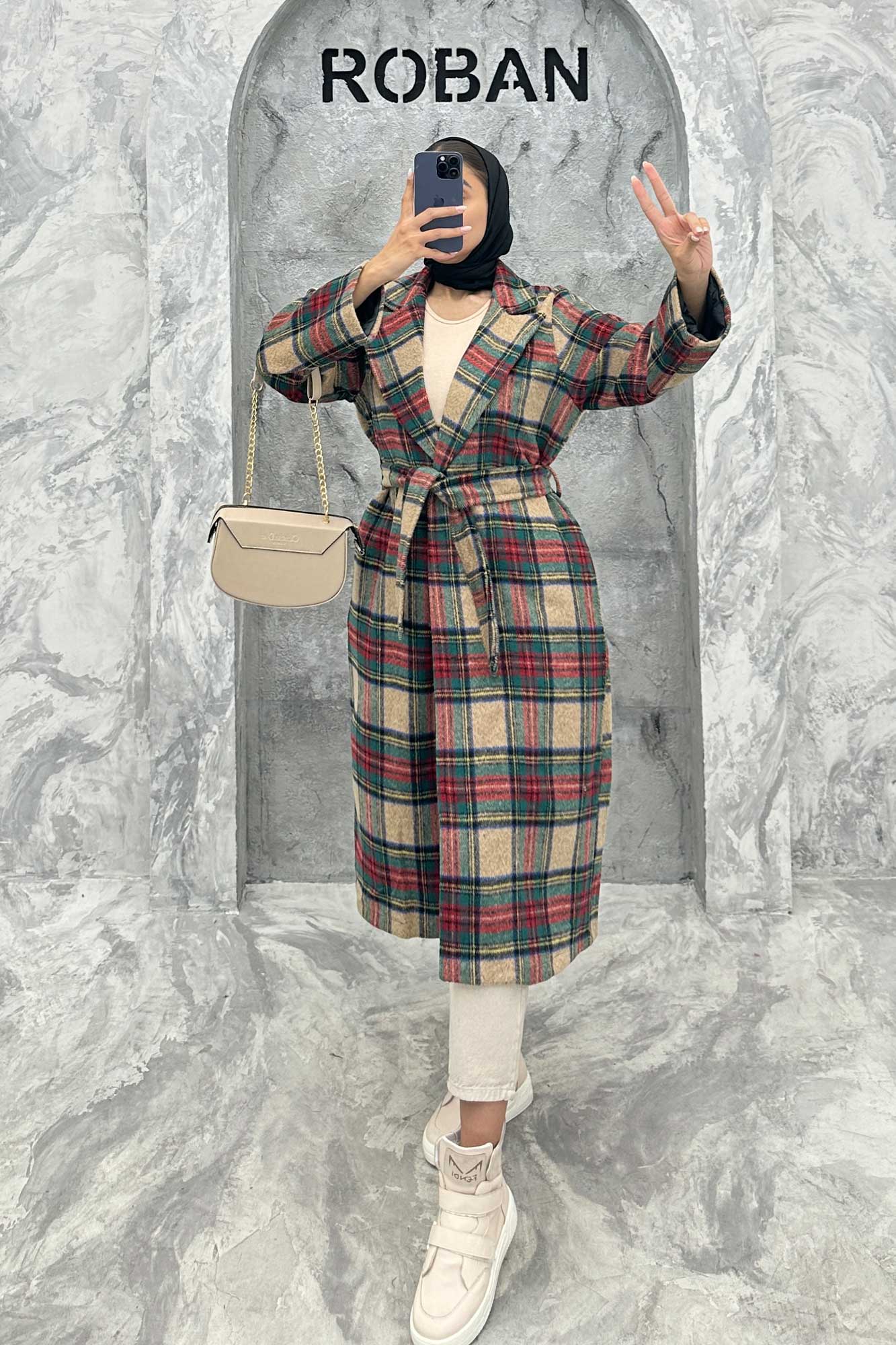 پالتو فوتر چهارخانه بلند