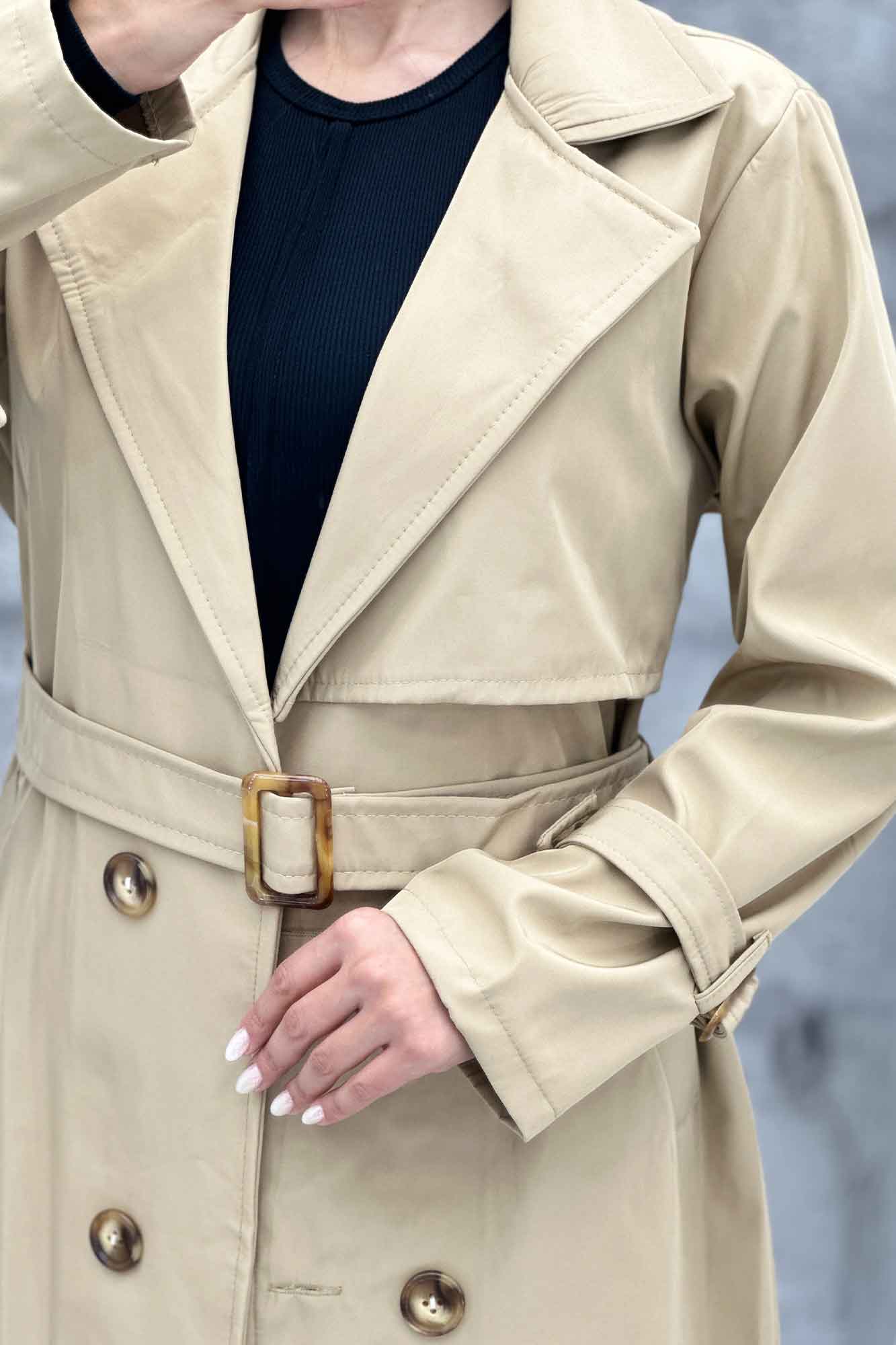 بارانی یقه انگلیسی سانتانا آستین کمربندی S