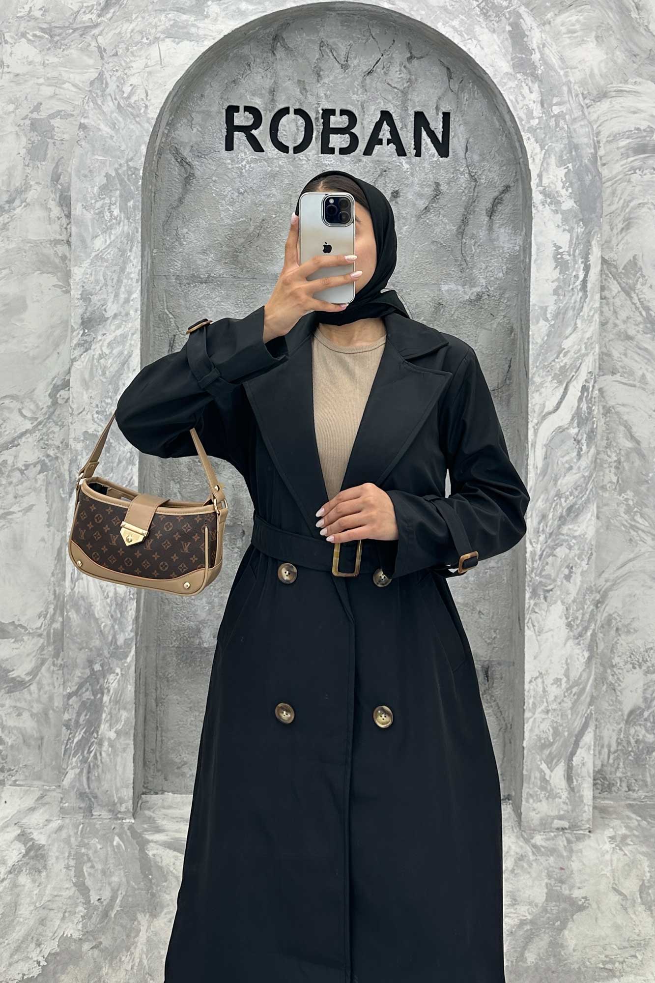 بارانی یقه انگلیسی سانتانا آستین کمربندی S