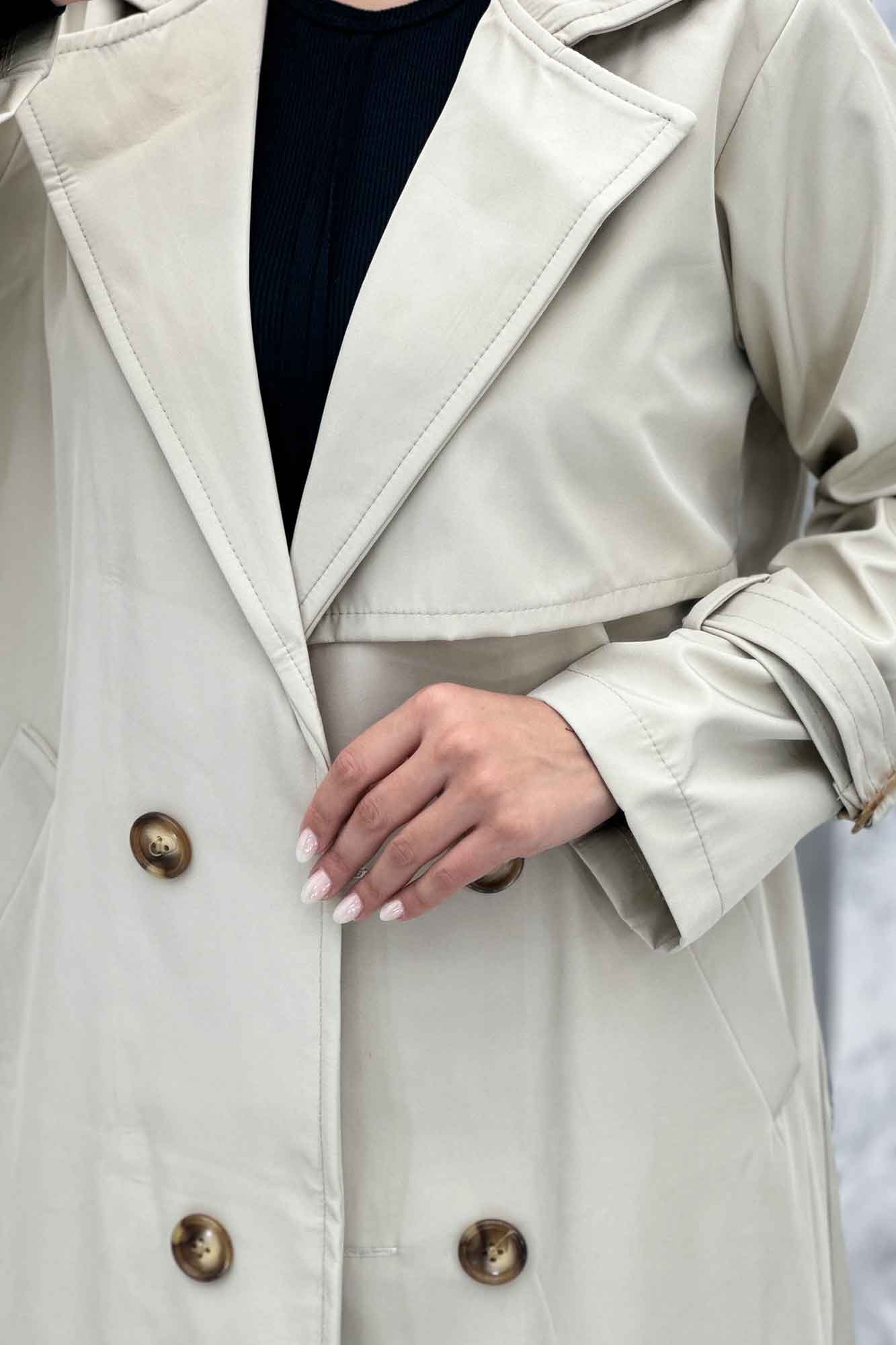 بارانی یقه انگلیسی سانتانا آستین کمربندی S