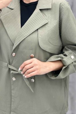 ست کت و شلوار پیلیسه کمرگت دکمه پرسی