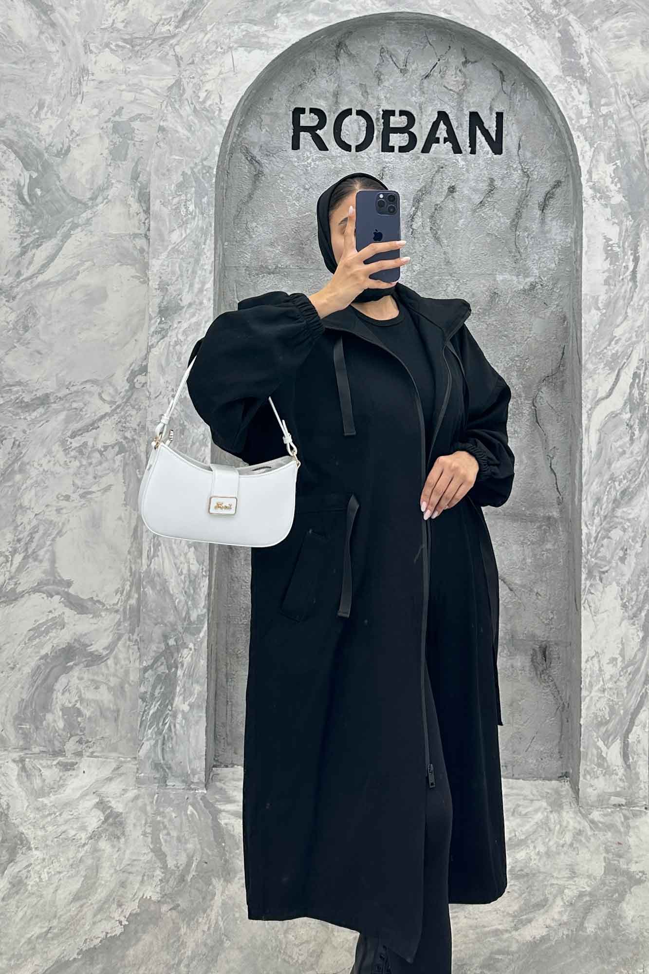 مانتو پاییزه کتان بلند یقه گت جلو زیپ