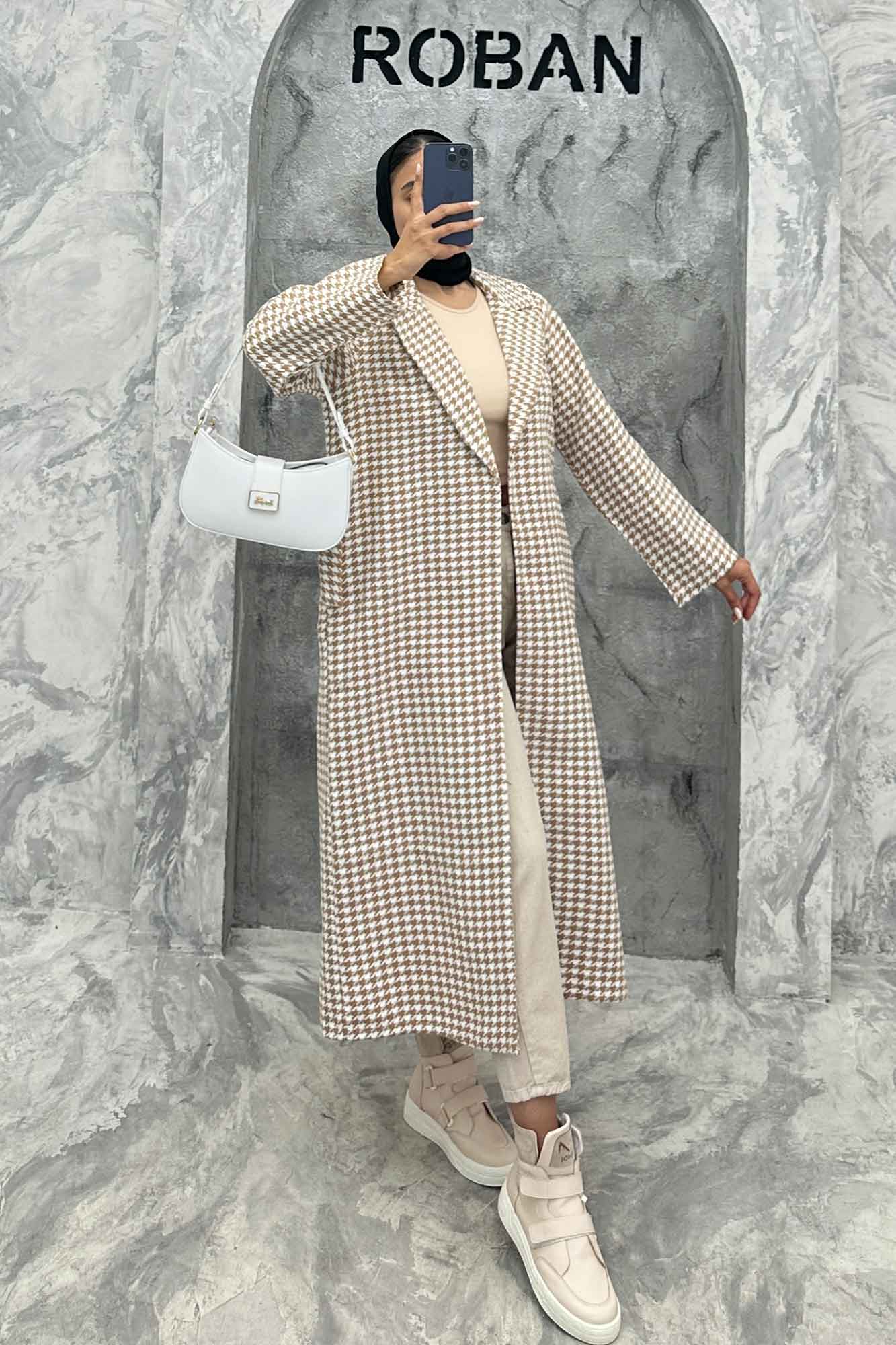 پالتو فوتر بلند یقه انگلیسی پیچازی