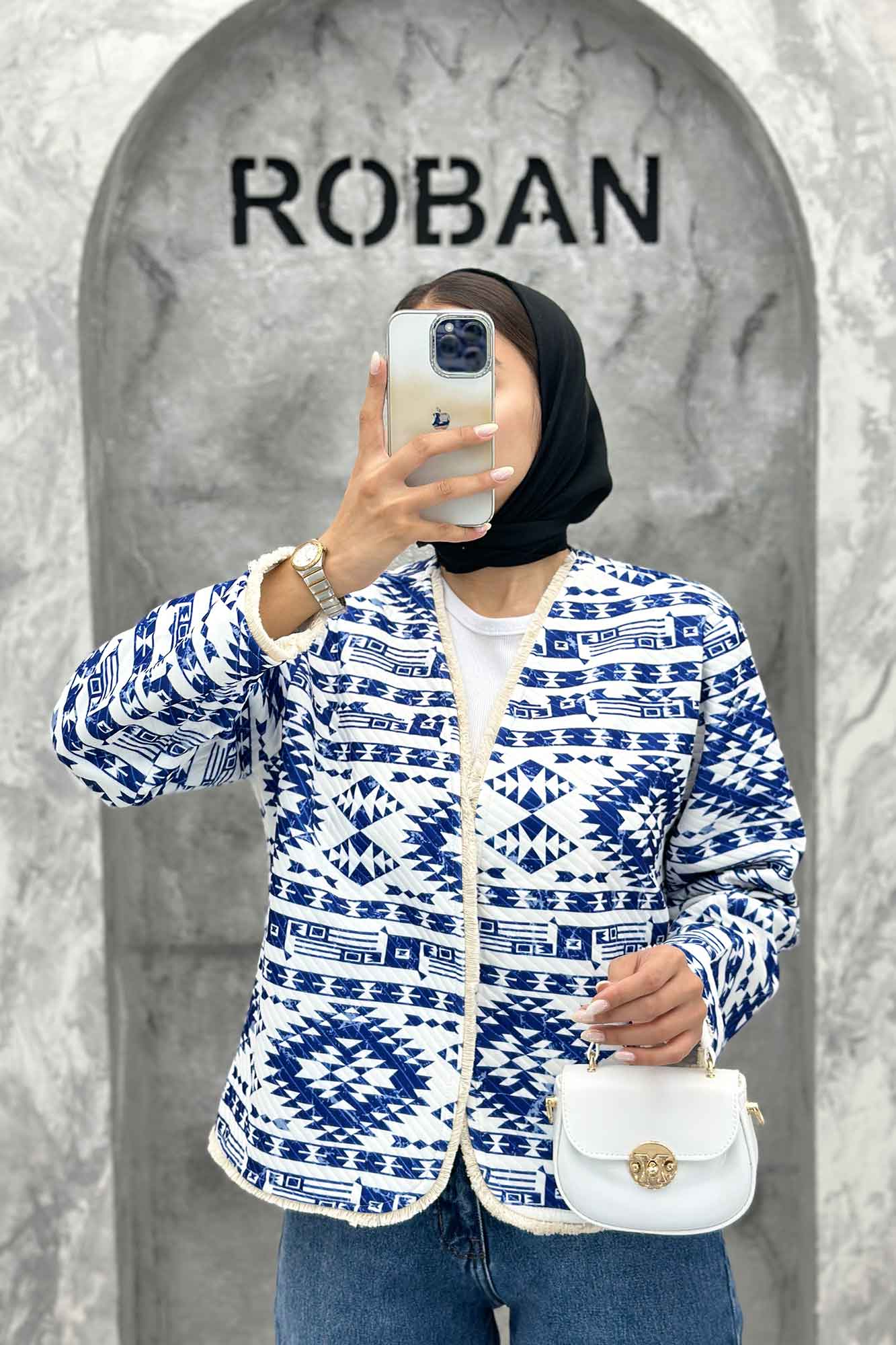 کت کوتاه فیتیله چاپی پایین ریش