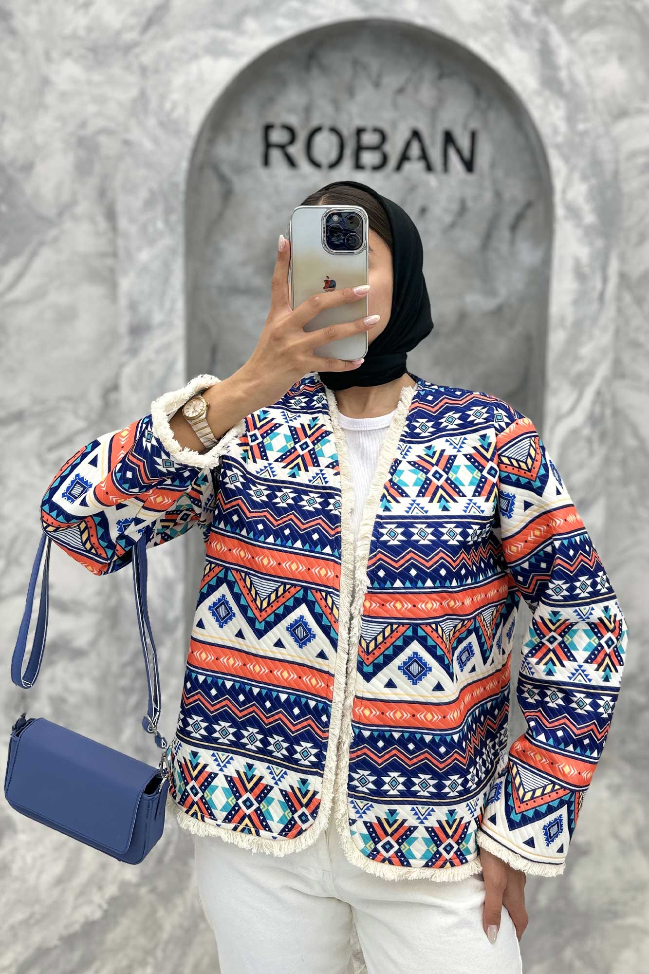 کت کوتاه فیتیله چاپی پایین ریش