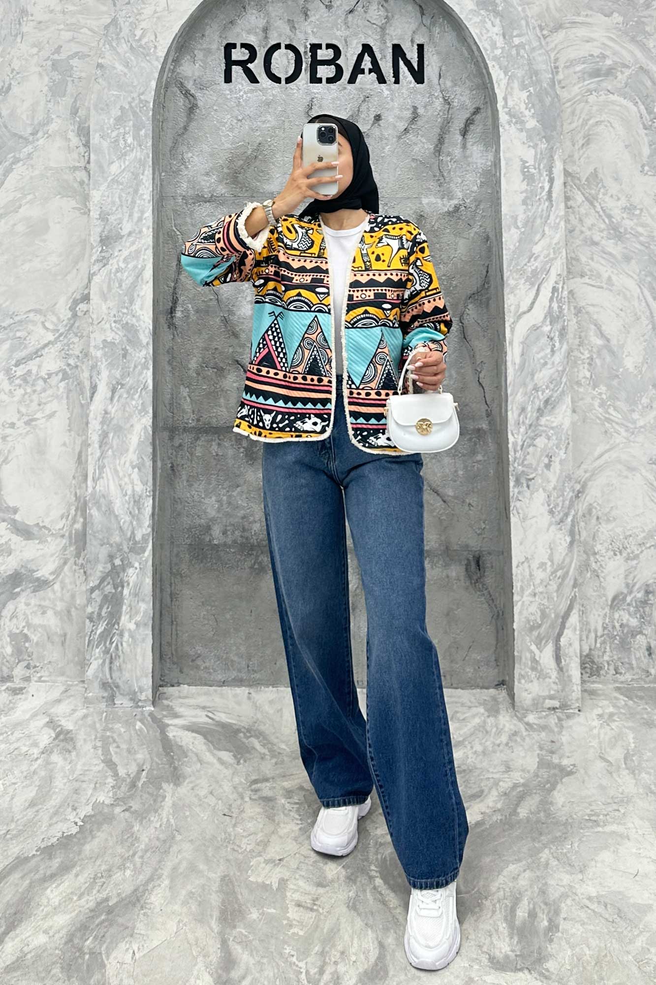 کت کوتاه فیتیله چاپی پایین ریش