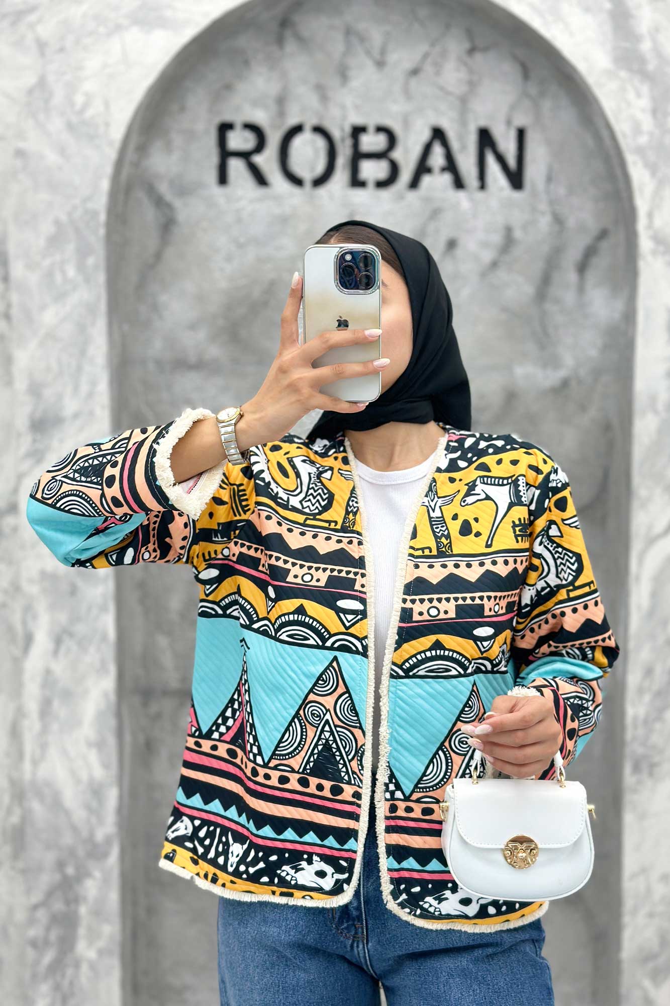 کت کوتاه فیتیله چاپی پایین ریش