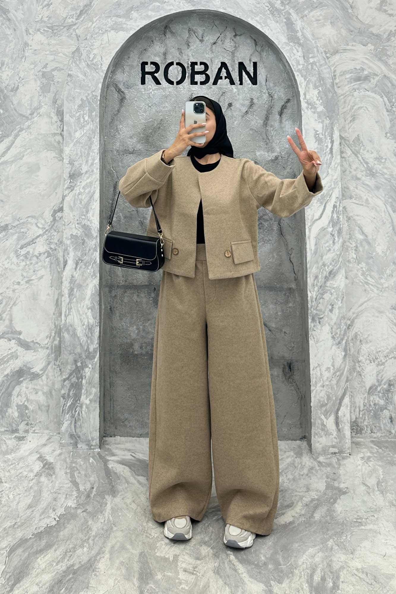 ست کت و شلوار بگ فوتر دکمه چوبی