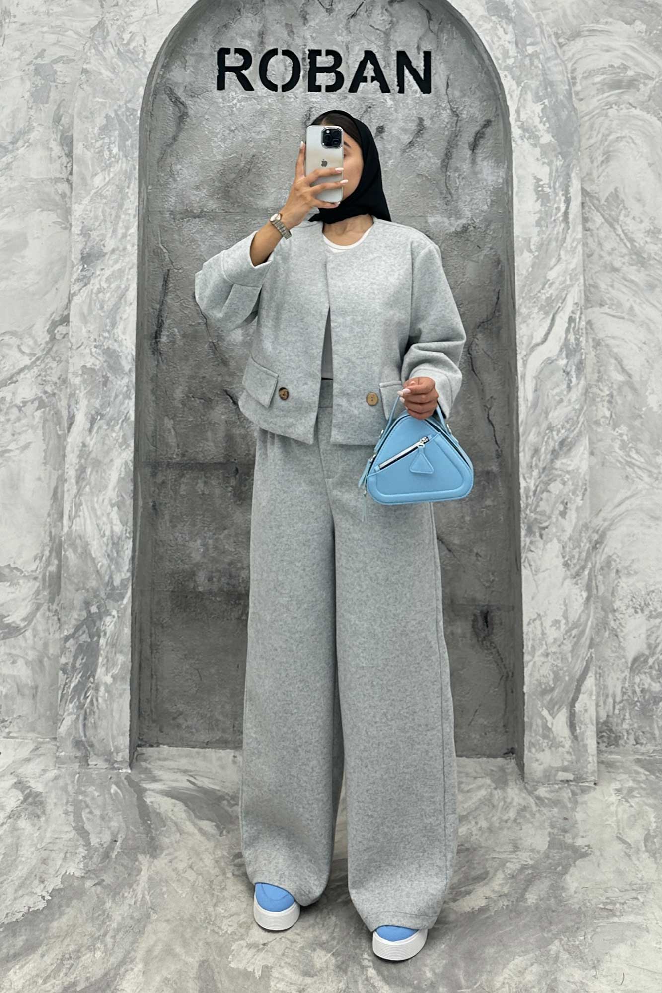 ست کت و شلوار بگ فوتر دکمه چوبی