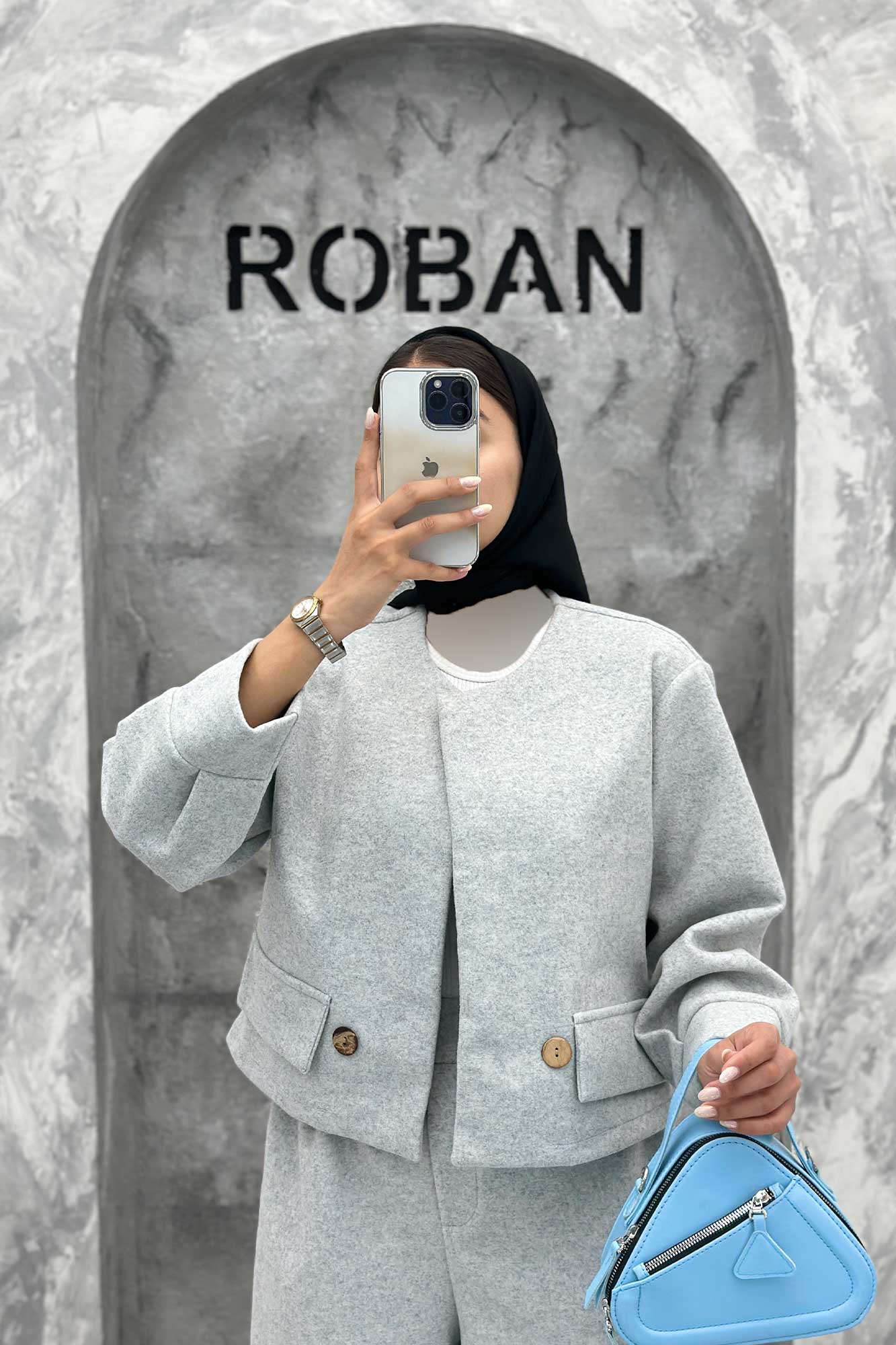 ست کت و شلوار بگ فوتر دکمه چوبی