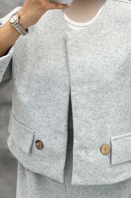 ست کت و شلوار بگ فوتر دکمه چوبی