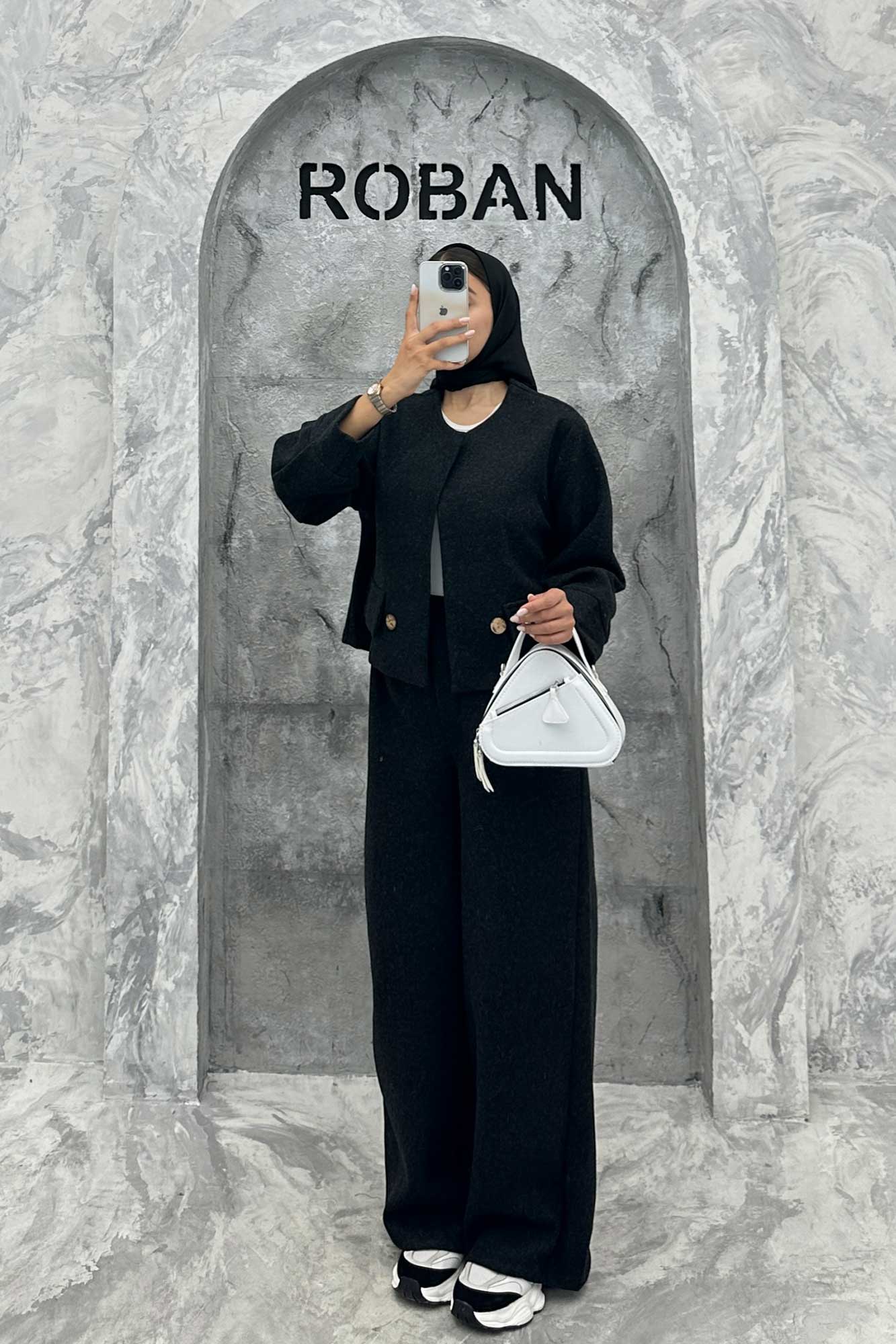 ست کت و شلوار بگ فوتر دکمه چوبی