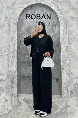 ست کت و شلوار بگ فوتر دکمه چوبی