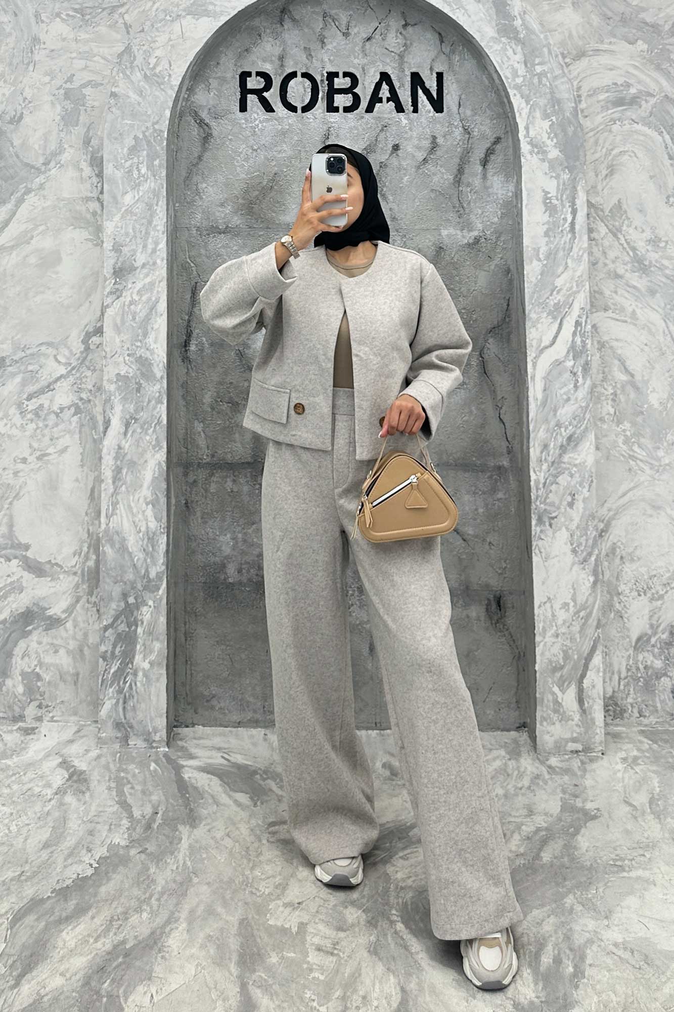 ست کت و شلوار بگ فوتر دکمه چوبی