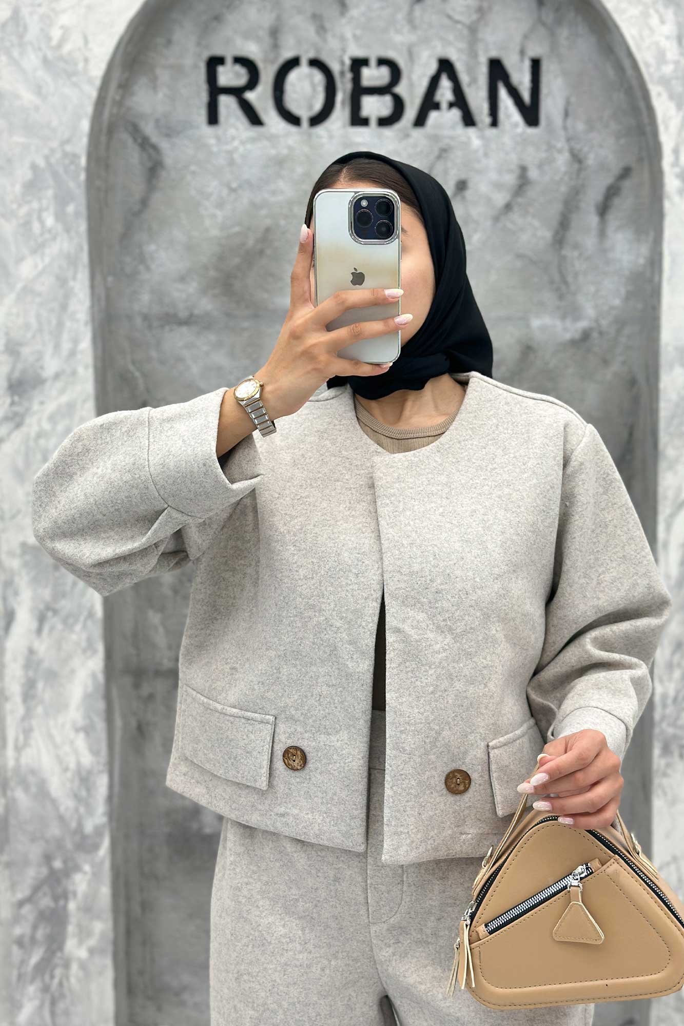 ست کت و شلوار بگ فوتر دکمه چوبی