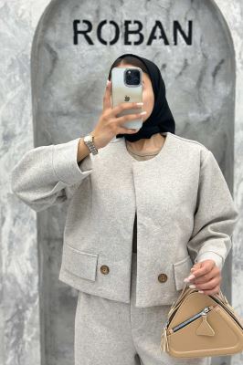 ست کت و شلوار بگ فوتر دکمه چوبی